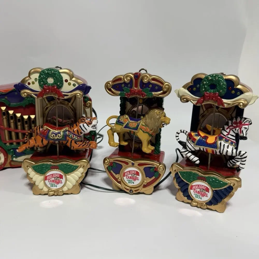 Vintage Mr. Christmas Holiday Carousel Musical & Lights Circus Animals Tested
